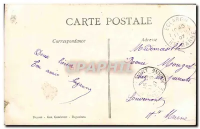 Liebespaar unter einem Rankgitter — romantische Szene — A&S, n° 427/5 — Rückseite