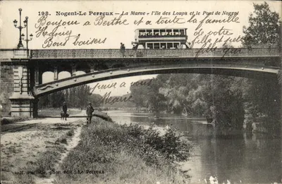 Nogent-Le Perreux — A Marne, a Ilha dos Lobos e o Ponte de Nogent — E. Faciole, fot. edit. Le Perreux