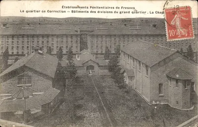 Estabelecimentos Penitenciários de Fresnes — O quarto de Correção — Edifícios das divisões do grande quarto. A Capela