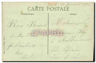 Guerra 1914-15... EM ORIENTE — Na fronteira Sérvia - Canhão grego - No centro, Geral Baumann. Oficiais ingleses e franceses — Imp. E. Le Doley, Paris — Verso