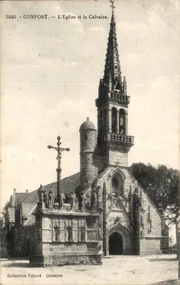 Confort — L'Église et le Calvaire — Collection Villard - Quimper