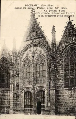 Ploermel (Morbihan) — Igreja de Saint-Armel, portal norte do XVº século — Edição Daniel et Gougaud