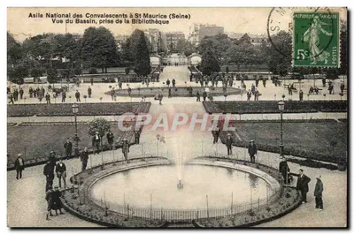 Asilo Nacional dos Convalescentes em St-Maurice (Seine) — Vista do Bassin, tirada da Biblioteca — editor não visível