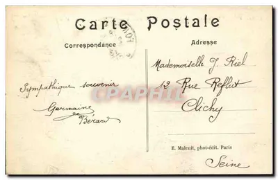 Fontenay-sous-Bois — Le Restaurant de la Porle Jaune — E. Malcuit, phot-édit. Paris — Verso