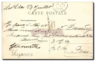 Les Lilas - Rue de Paris — visão da rua com trem — B. F., Paris, n°28 — Verso