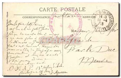 Boulogne-sur-Seine — Rue d'Aguesseau et Avenue de la Reine — éditeur Morel — Verso