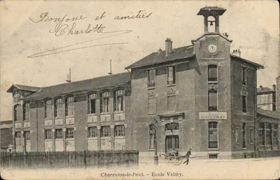 Charenton Bilhete postal antigo Escola Valmy