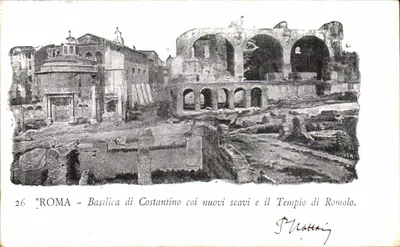 Rzym — Bazylika Konstantyna z nowymi wykopaliskami i Tempel Romulusa — P. Mattini, nr 26