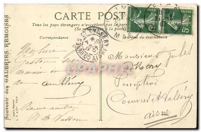 Reims. Stacja — widok stacji z tramwajem — wydawca L.V. & Co. nr 1042 — Rewers