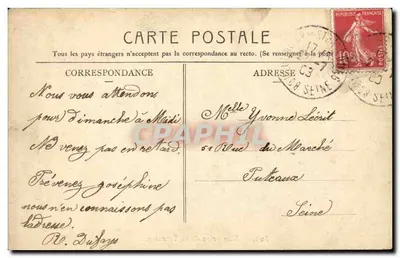 Ault — Vue prise de la Terrasse — Carte postale — Verso