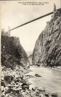 Ponte de Ponsonnas perto de La Mure — a 100 m de altura sobre o Drac — A. Michel fot. Grenoble
