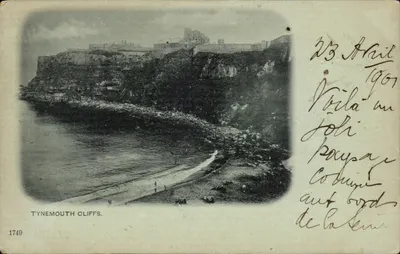 Tynemouth Cliffs — vista das falésias e do porto — editor anônimo, n° 1749