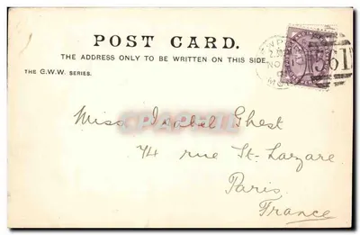 Castelo de Newport — vista das torres e edifícios — cartão postal do Castelo de Newport — Verso