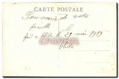 Homem em traje tradicional — Blida, Argélia — Carte postale datée 29 mai 1919 — Verso