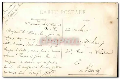 Marsch französischer Soldaten — 1909 — Verlag unbekannt — Rückseite