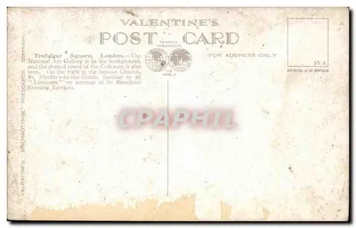 St. Martin's in the Fields, Trafalgar Square, Londyn — Valentine's Postcard n°209372 — Rewers
