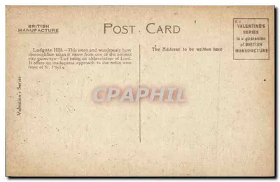 Ludgate Hill, Londen — uitzicht op de kathedraal van Saint-Paul — serie Valentine n°58386 — Achterkant