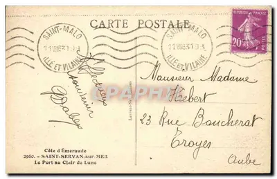 Port pod księżycem — Saint-Servan-sur-Mer — Wydawca Laurent-Né-Rennes, n°2980 — Rewers