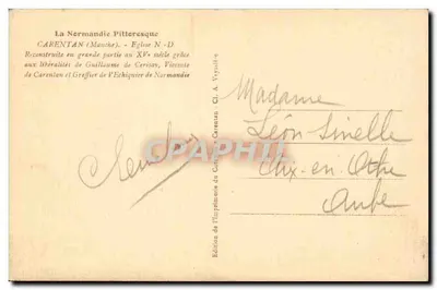 Carentan (Manche) — Igreja de Nossa Senhora — Edição da Imprensa de Carentan — Verso