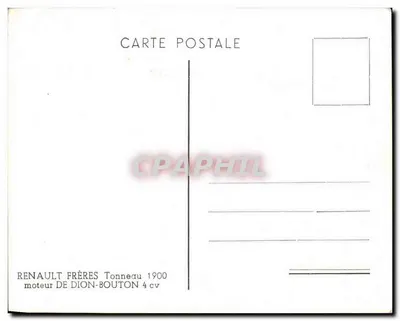 Renault Frères - Tonneau 1900 — motor DE DION-BOUTON 4 cv — editor RENAULT FRÈRES-BOUTON — Verso