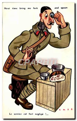 Soldado em uniforme — caricatura de serviço negligente — editor Cass