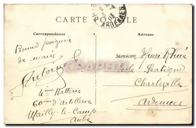 Campo de Mailly — Um canto do acampamento — Bazar Militar A Nieps — Verso