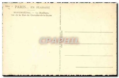 Montmartre — vista da Rue du Chevalier-de-la-Barre — Les Éditions d'Art Yvon, Paris — Verso
