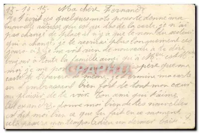 Carta Postal Militar — França, 15 de outubro de 1930 — Editor não visível — Verso