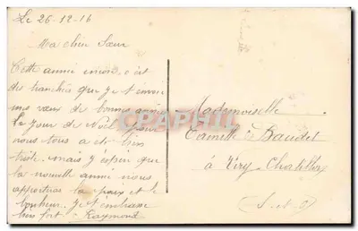 Bonne Année — scenografia zimowa z różami i świerkami — DIX 581 — Rewers