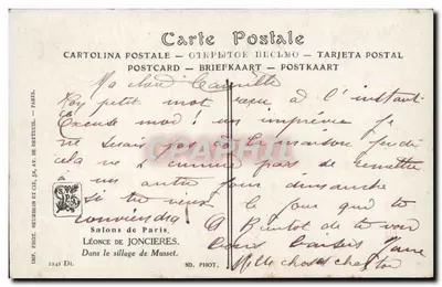 Wenecja — para w łódce z ptakami — Léonce de Joncieres — Rewers
