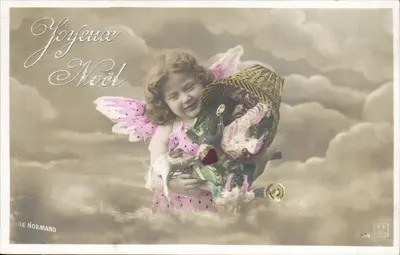 Criança anjo segurando um pacote — Feliz Natal — LE NORMAND, Paris