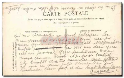 Jovem mulher em verde lendo uma carta — cena de amor ao longe — M. Boulanger, 96, Visé-Paris — Verso