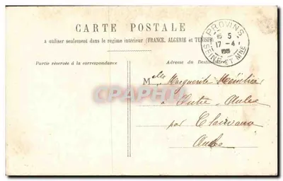 Homem com avental segurando um frango — texto humorístico — editor desconhecido — Verso