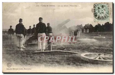 Campo de Châlons — O 155 curto — Peça em Ação! — Livraria Militar Guérin, Moarmelon