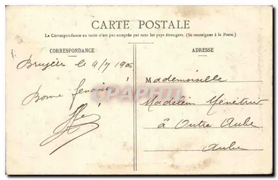 Bruyères (Vosges) — Hospital — Vista geral dos barracões do 44º — editor A.D. Weich, Saint-Dié (Resposta) N° 3383 - Cl. M. — Verso