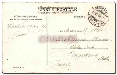 Neuchâtel e o Lago — vista panorâmica — Chiffelle & Cie, n° 1109 — Verso