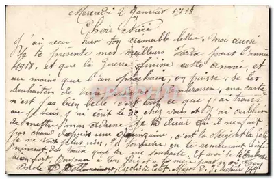Soldaat in uniform — vogel die een brief draagt — goede wensen voor het nieuwe jaar — E.M 297 — Achterkant