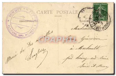Le Mont-Dore - O Cume do Sancy (Alt. 1886 m.) - Ponto mais alto da França central — A Auvergne Pitoresca n°53 — Verso