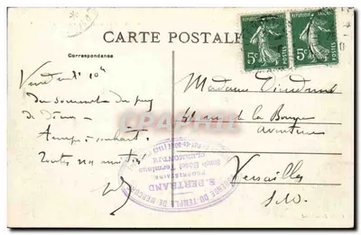 Le Puy-de-Dôme — Widok z południowego-wschodu — E. Bertrand, wydawca — Rewers