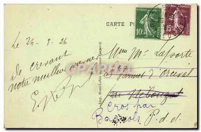 Auvergne-Crevant - Avenida da Igreja — Hotel Rodier-Mondon — editor não identificado — Verso