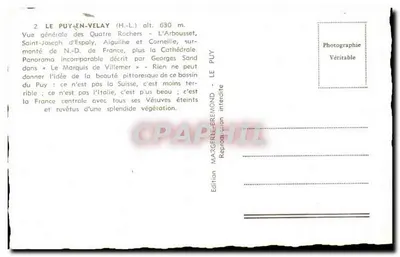Le Puy-en-Velay — Ogólny widok Czterech Skal, Świętego Józefa d'Espaly, Aiguilhe i Corneille — Wydawnictwo Margerit-Bremond — Rewers