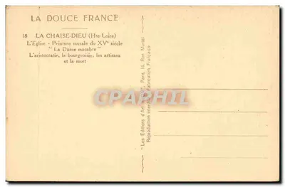 La Chaise-Dieu — Pintura mural del siglo XV — Les Éditions d'Art 'Michel', París — Reverso