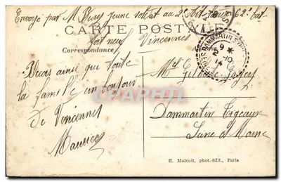 Vincennes — Ogólny widok zamku — E. M. — Rewers