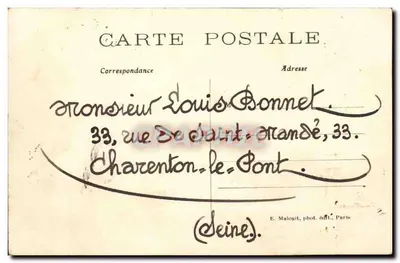 Las Vincennes — Strumień i trawa — E. M. — n°494 — Rewers
