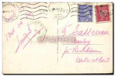 Chenonceau (Loire-et-Cher) — Zamek (Zabytek z XV wieku) — Strona Wschodnia — R.D. — Wydawca R. Dorange, nr 14 — Rewers