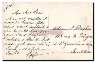 Menina com buquê — Feliz aniversário — A.N. Paris, n° 1602 — Verso