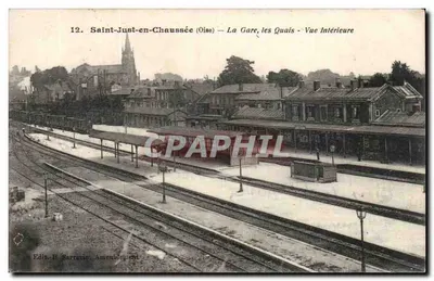 Saint-Just-en-Chaussée (Oise) — La Gare, les Quais - Vue Intérieure — Edit. H. Sarrazin, Amiens