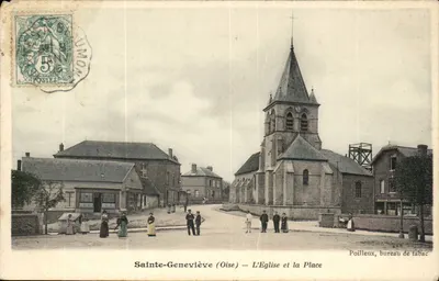 Sainte-Geneviève (Oise) — A Igreja e a Praça — Poilley, estabelecimento de tabaco
