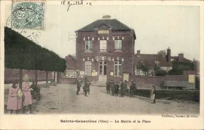 Sainte-Geneviève (Oise) — A Prefeitura e a Praça — Poilleux, loja de tabaco