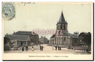 Sainte-Genèviève (Oise) — A Igreja e a Praça — Poilley, Bureau de tabac